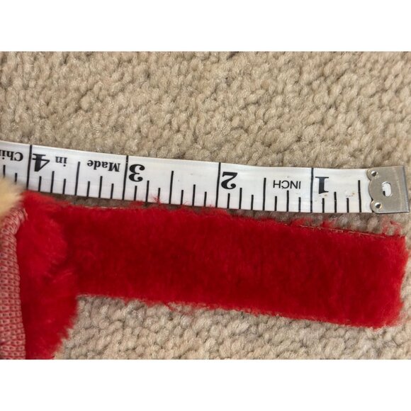 Red Faux Fur Christmas Stocking With Leopard Print Cuff 16" - Picture 5 of 7